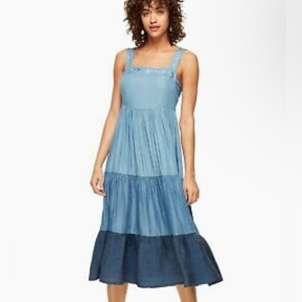 NWOT Kate Spade Broome Street Chambray Tiered Maxi Dress XL